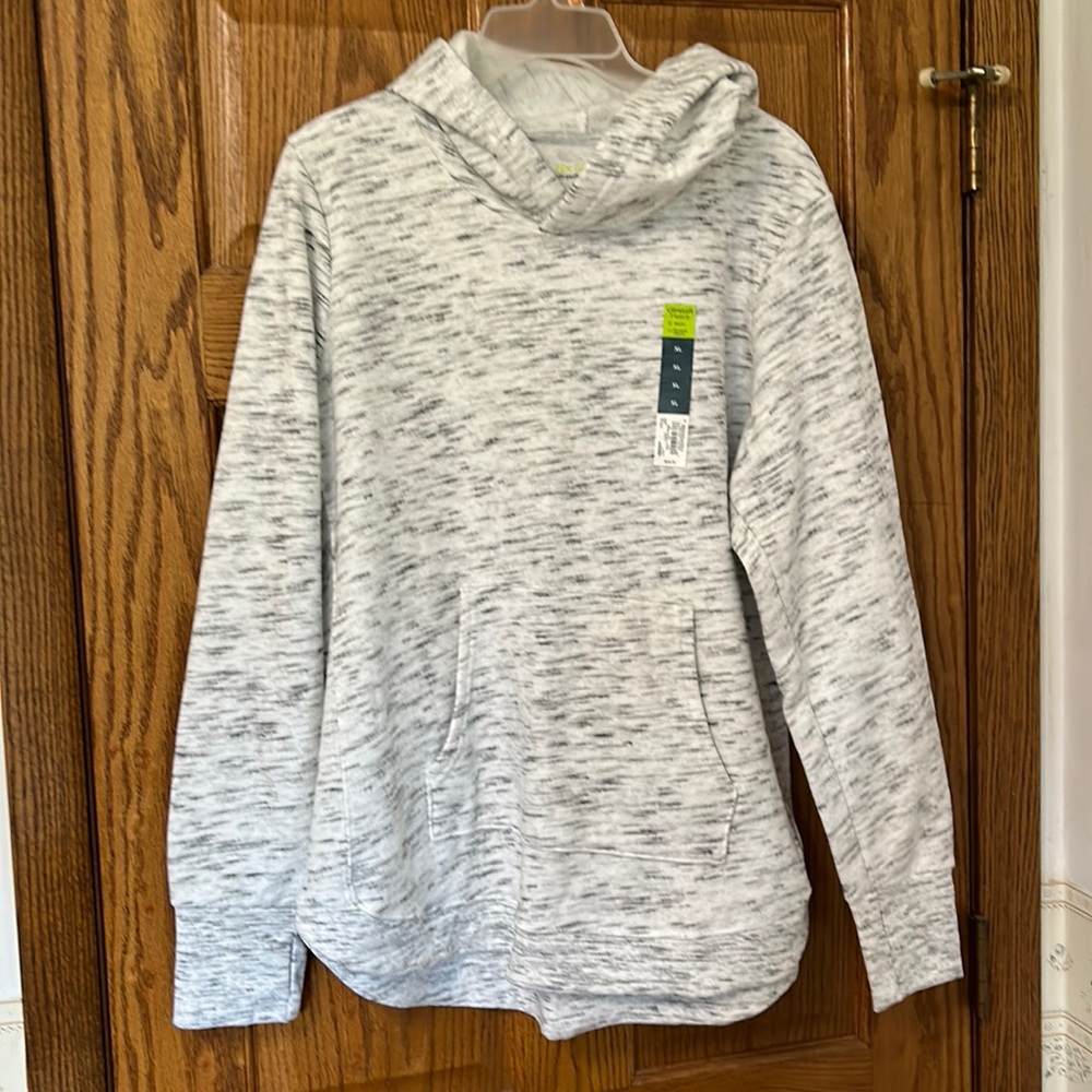 Xl hooded sweatshirt, grey & white, front open pocket
